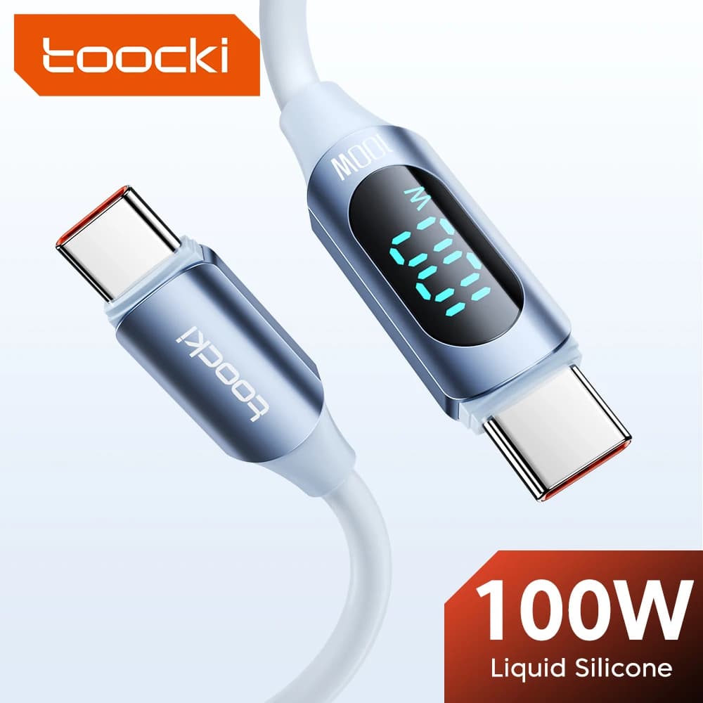 Toocki Silicone USB Type C to USB C Cable PD 100W Fast Charge for Macbook Samsung Huawei Xiaomi Type C to Type C Cable Display