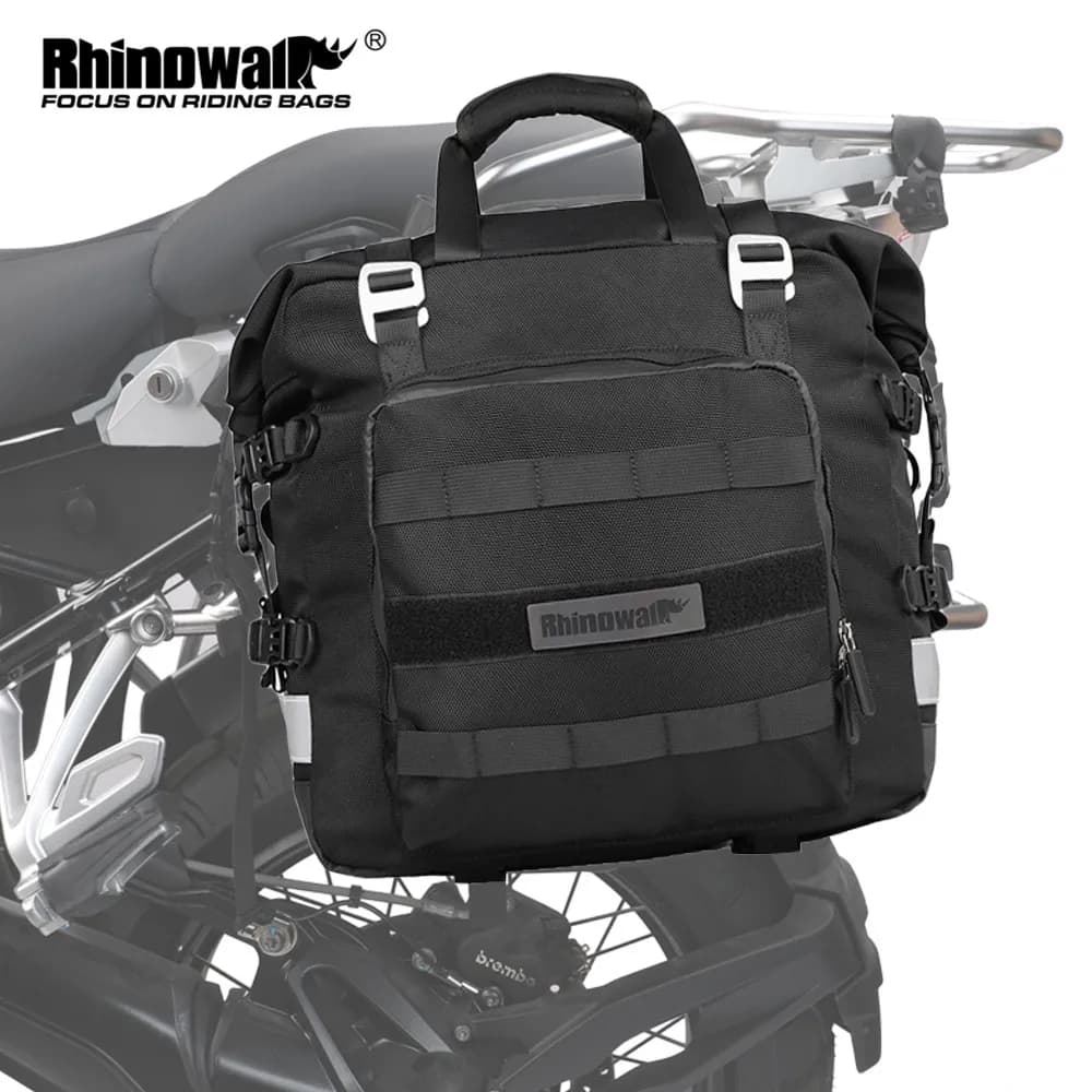 Rhinowalk Motorcycle Side Bag Fully Waterproof Inside 20L Expand 30L Universal Hook Saddle Bag With Removable Motorbike Luggage