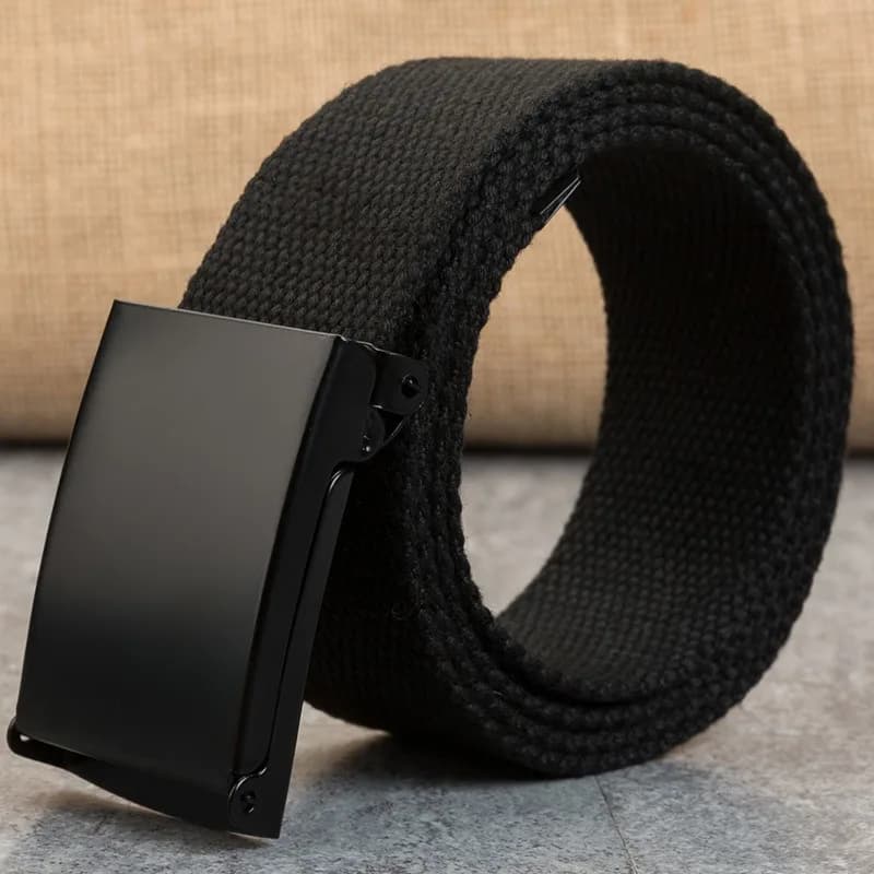 New Flip Buckle Design Waist Belt Men's Women's Solid Color Pants Belt Casual Multifunctional Canvas Waist Belt