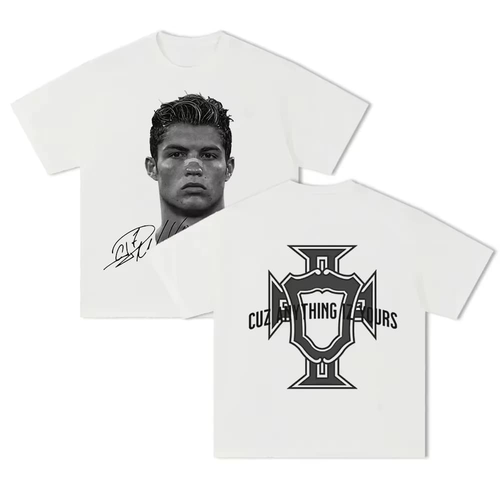 Men's T-shirt Cristiano Ronaldo fútbol superestrella Super moda impresa camiseta hombres desgastado algodón Men's T-shirt
