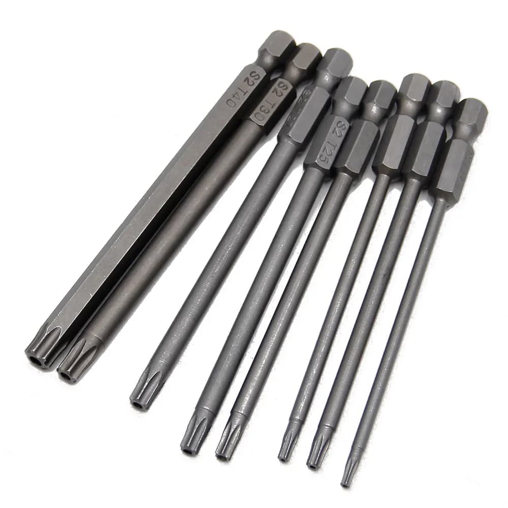 8pc 100mm S2 Magnetic Hexagonal Handle Screwdriver Head Hollow Plum Blossom Hole Hand Electric Drill Pneumatic Tool Accessories
