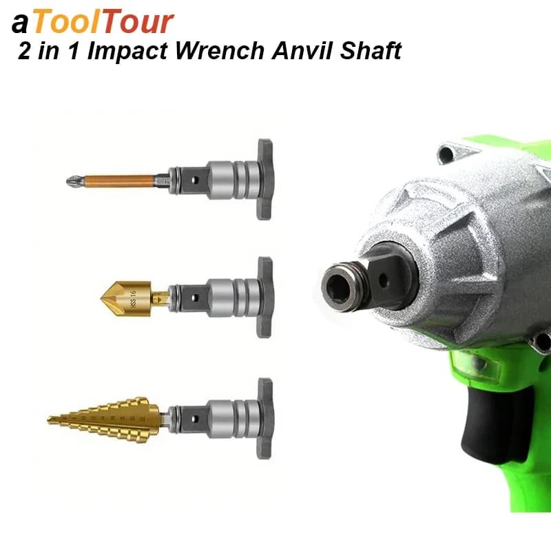 2in1 Power Impact Wrench Anvil Adapter Driver Converter Shaft Spindle Attachment 1/2 Square Socket To 1/4 Hex Electric Tool Part