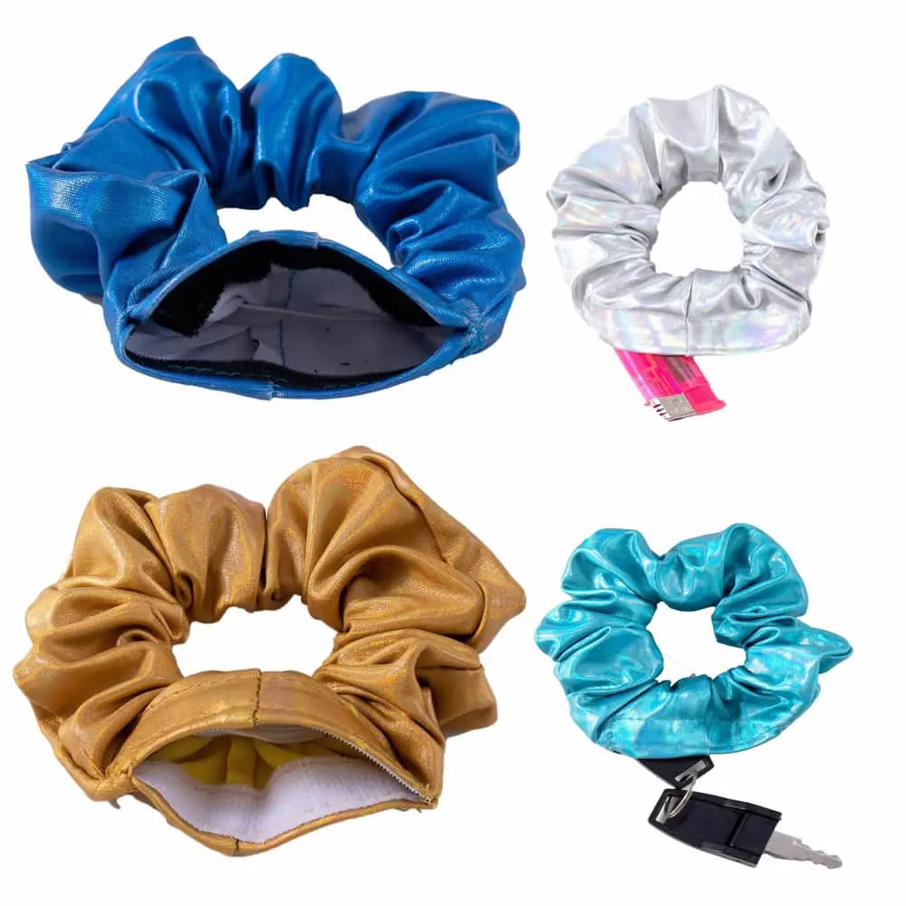 Hair Scrunchie Hidden Storage Compartment Sight Secret Hair Tie With Stash Pocket Travel Diversion Stash Safe Container