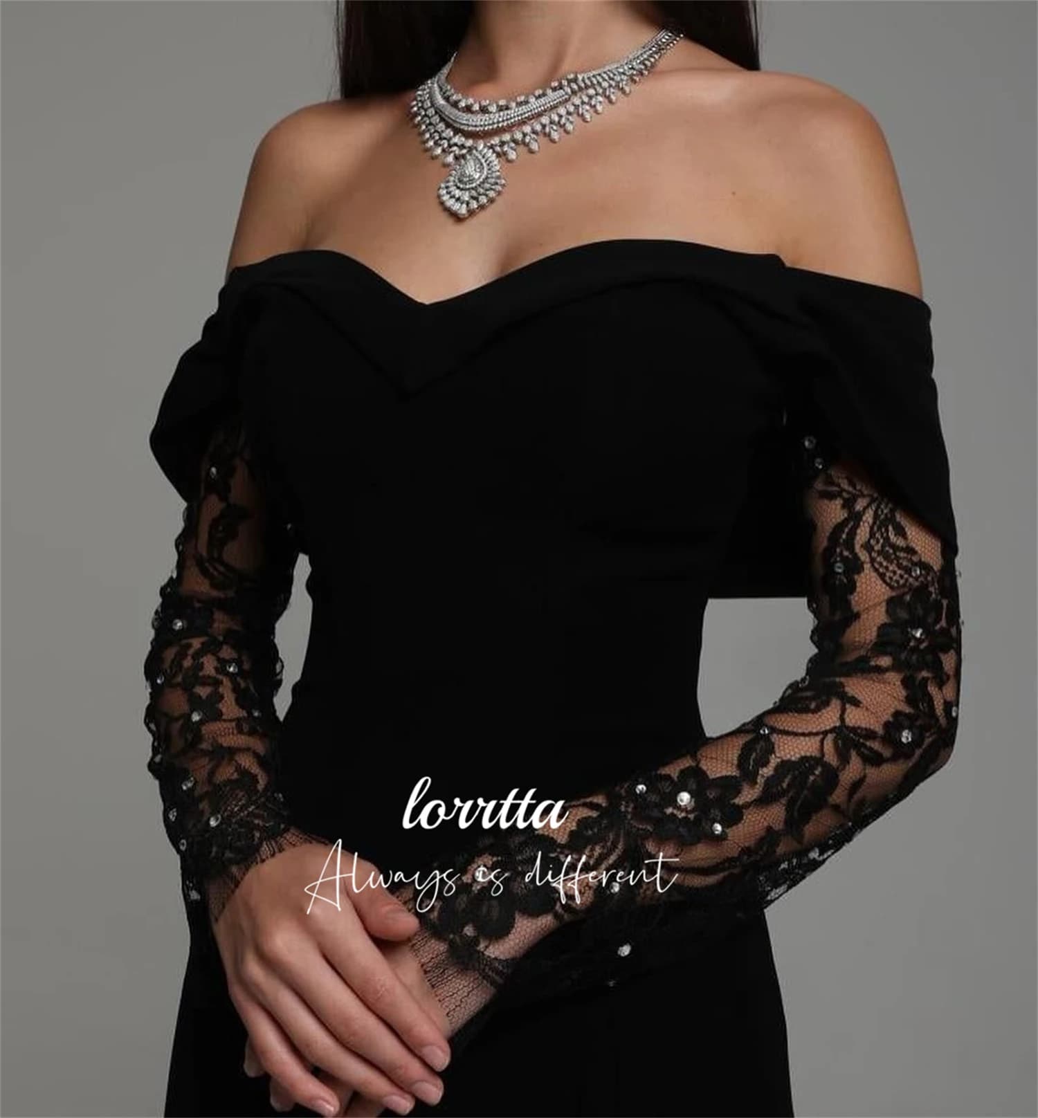 Lorrtta Customized Long Sleeves Black Evening Dress Fishtail Cut Glitter Party Dresses 2025 Women Robe Elegant Gowns Womens Prom