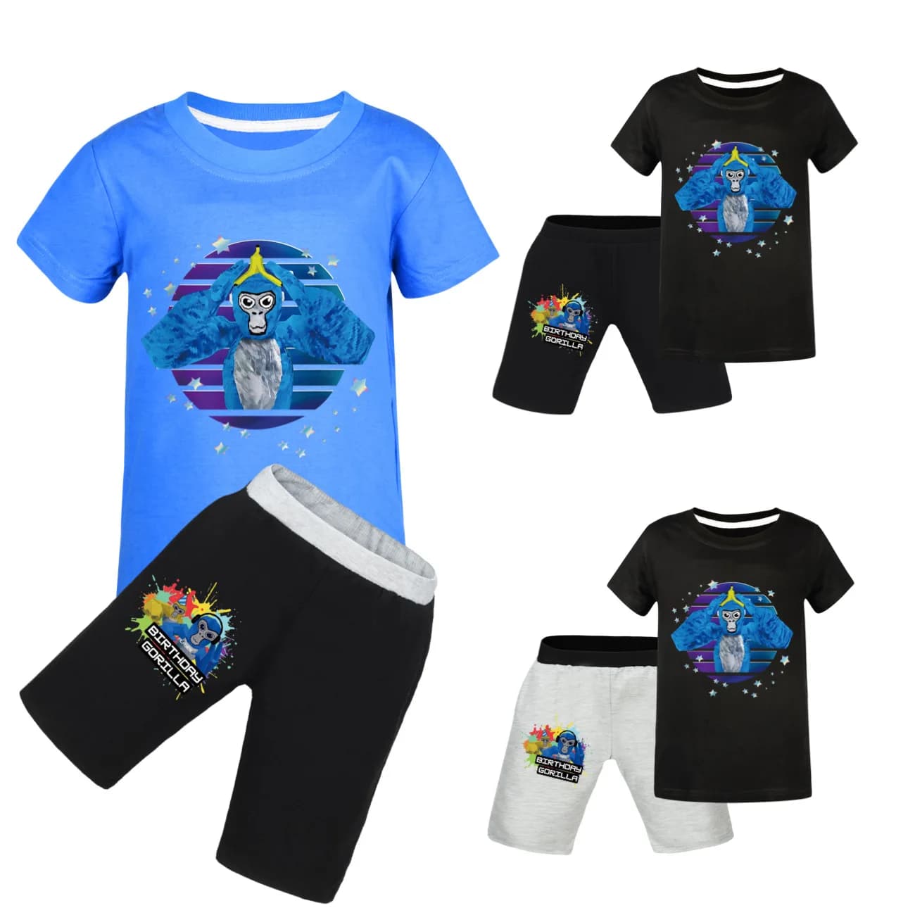Gorilla Tag T Shirt Summer Kids Short Sleeve T-shirts Shorts 2pcs Sets Boys Cartoon Monke Clothes Toddler Girls Casual Sportwear