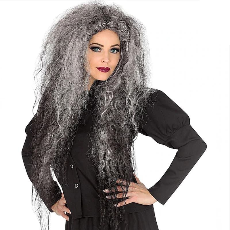 HAIRJOY Synthetic Hair Wild Witches Wig Grey Halloween Cosplay Party Wigs
