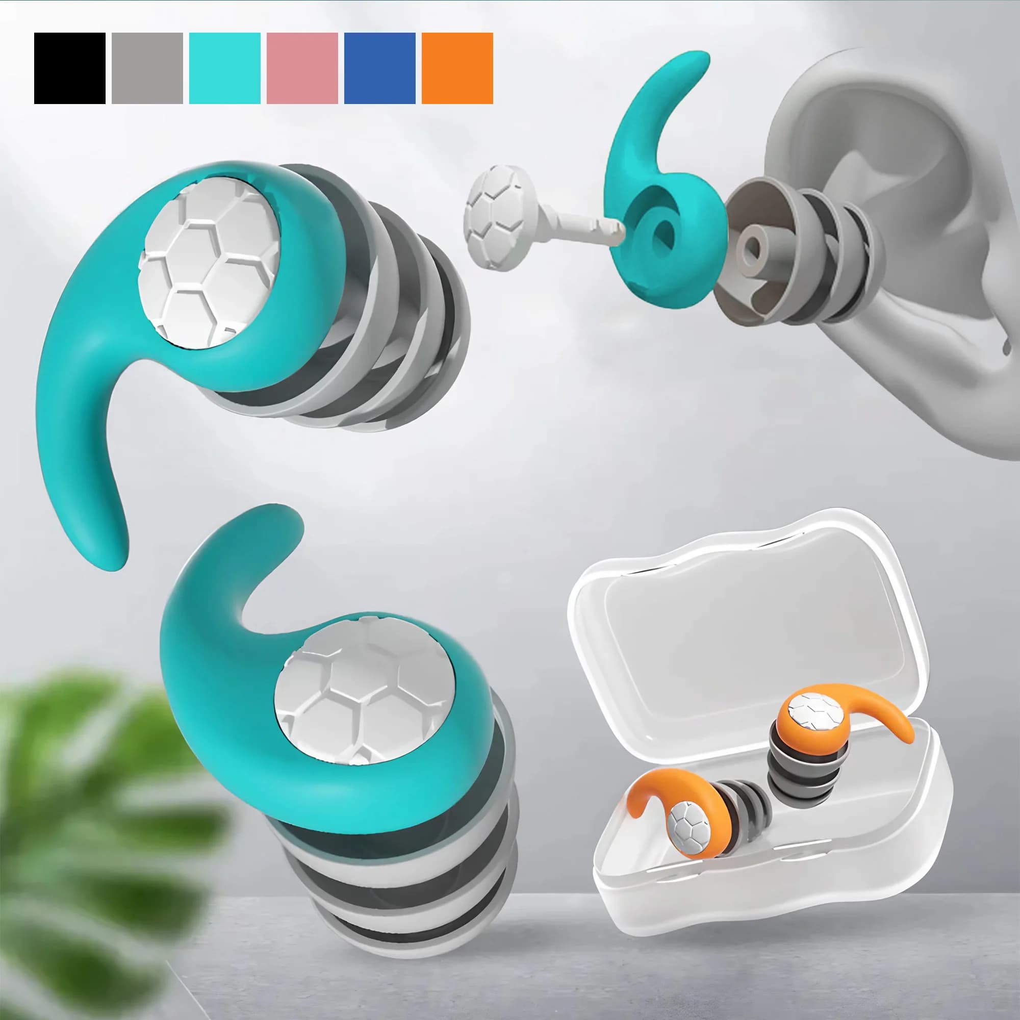 STONEGO 1 Pair Triple Layer Silicone Noise Cancelling Soundproof Earplugs for Sleeping, Swimming, Waterproof, Noise