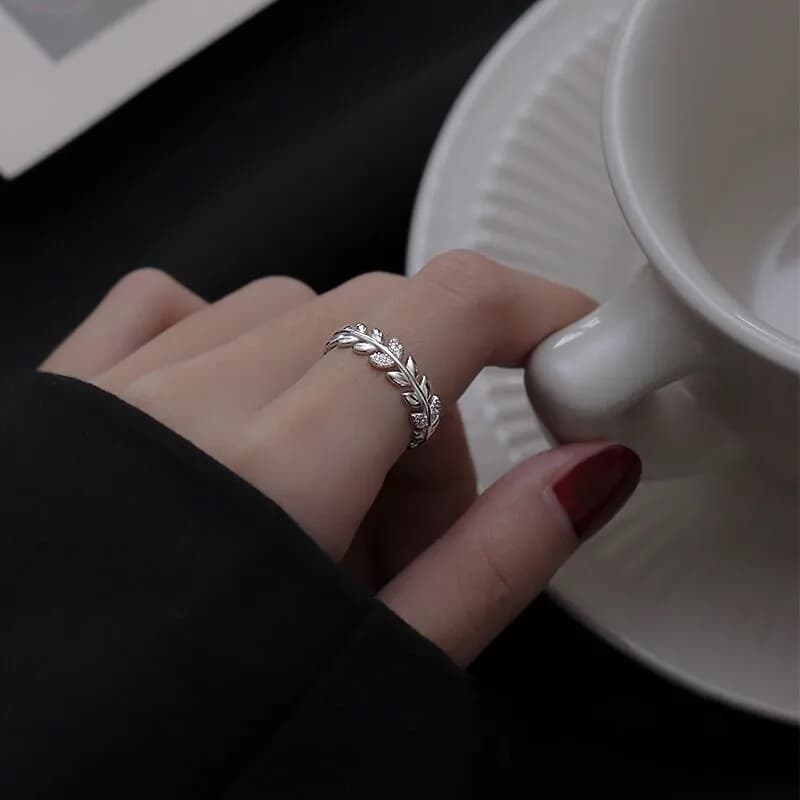 925 Sterling Silver Leaf Ring For Women Jewelry Finger Adjustable Open Ring For Party Birthday Gift