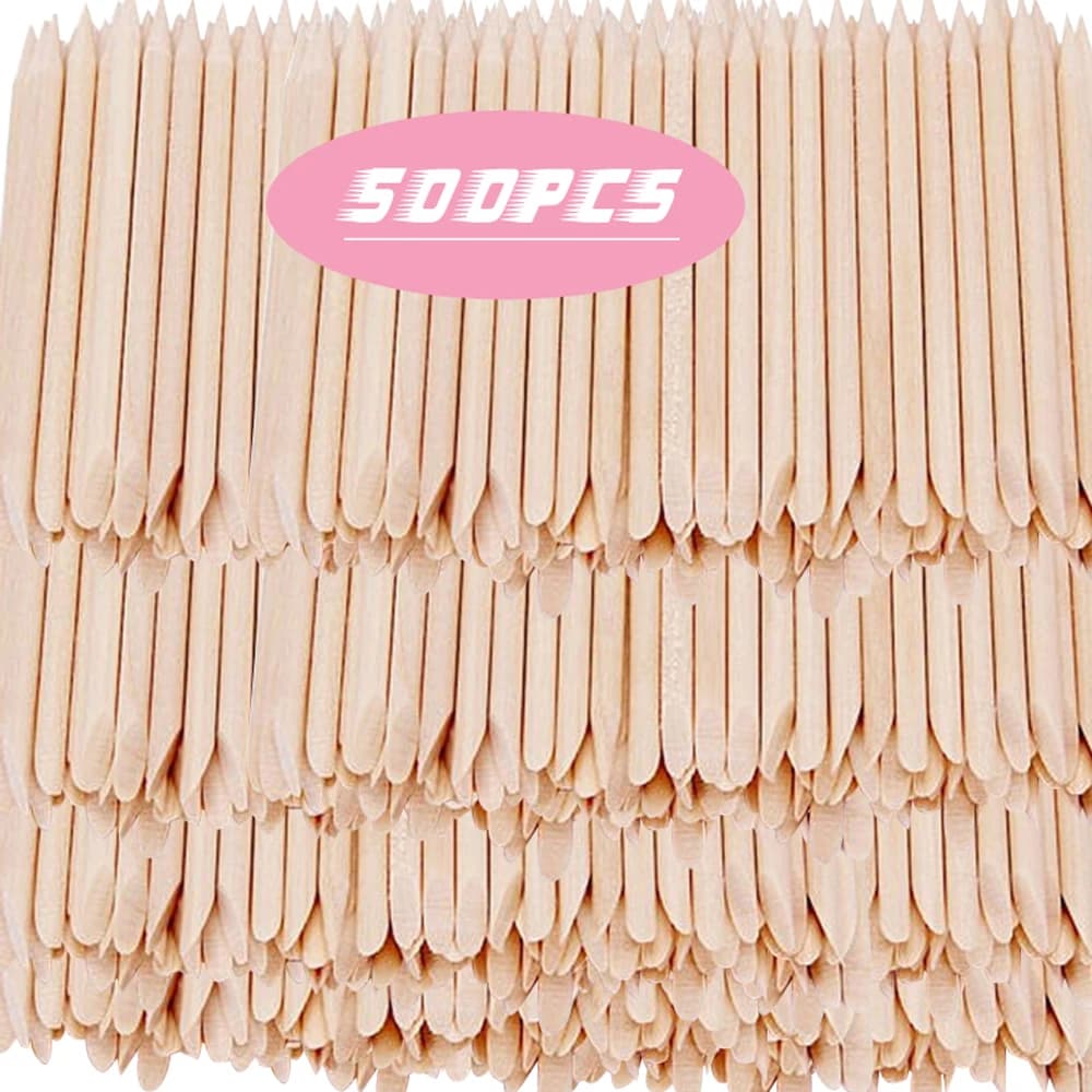 500/100Pcs Orange Wood Sticks for Nails BULK Double Sided Cuticle Pusher Remover Nail Art Manicure Pedicure Tool for Manicure Pe