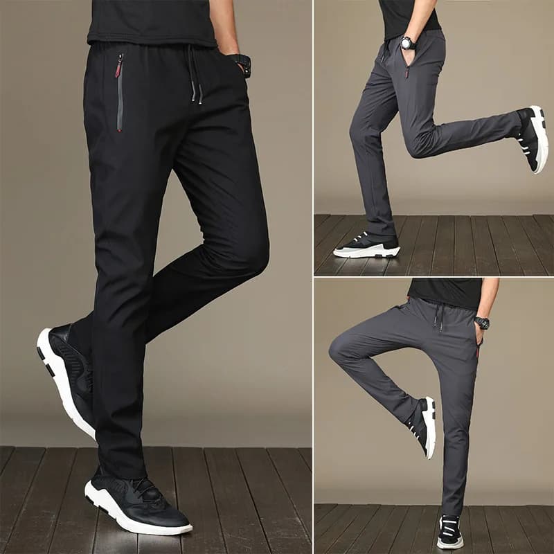 Summer men's ice silk quick drying casual pants slim fit Korean version ice silk pants sports pants straight tube quick drying