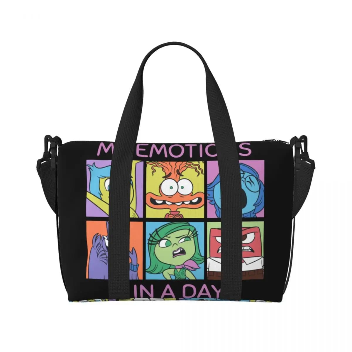 Custom Large Inside Out Emotions In A Day Tote Bag Women Shopper Shoulder Beach Gym Travel Bag