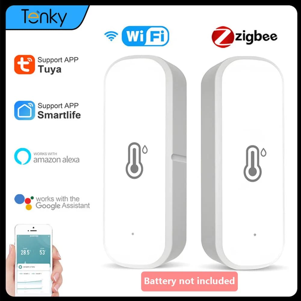Tuya Wifi Zigbee Smart Temperature And Humidity Sensor Smart Home Security Production Work With Alexa Google Home Smart Life
