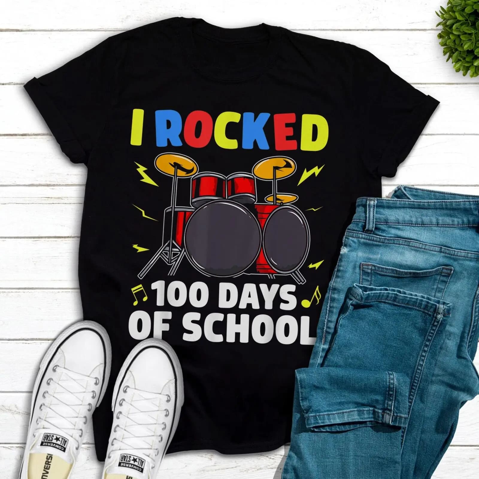 Happy 100th Day of School Music Teacher Kids 100 Days T-Shirt