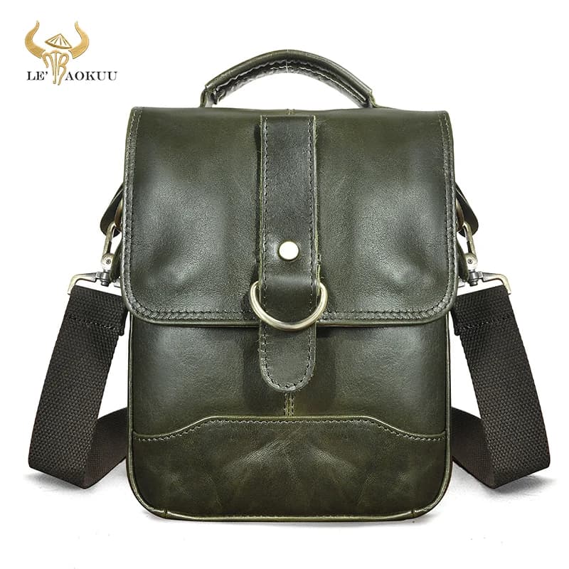 Soft Natural Leather Travel One Shoulder messenger bag For Men Male cowhide Cross-body Bag 8" Pad Tote Mochila Satchel bag 143