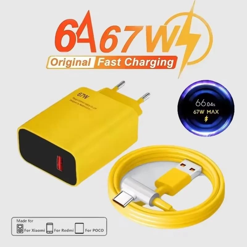 6A 67W Max Turbo EU Fast Charger for Xiaomi 11 12 13 14 Ultra Redmi Note 11T 12T 13 POCO X4 X5 X6 Pro Type C USB Charging Cable
