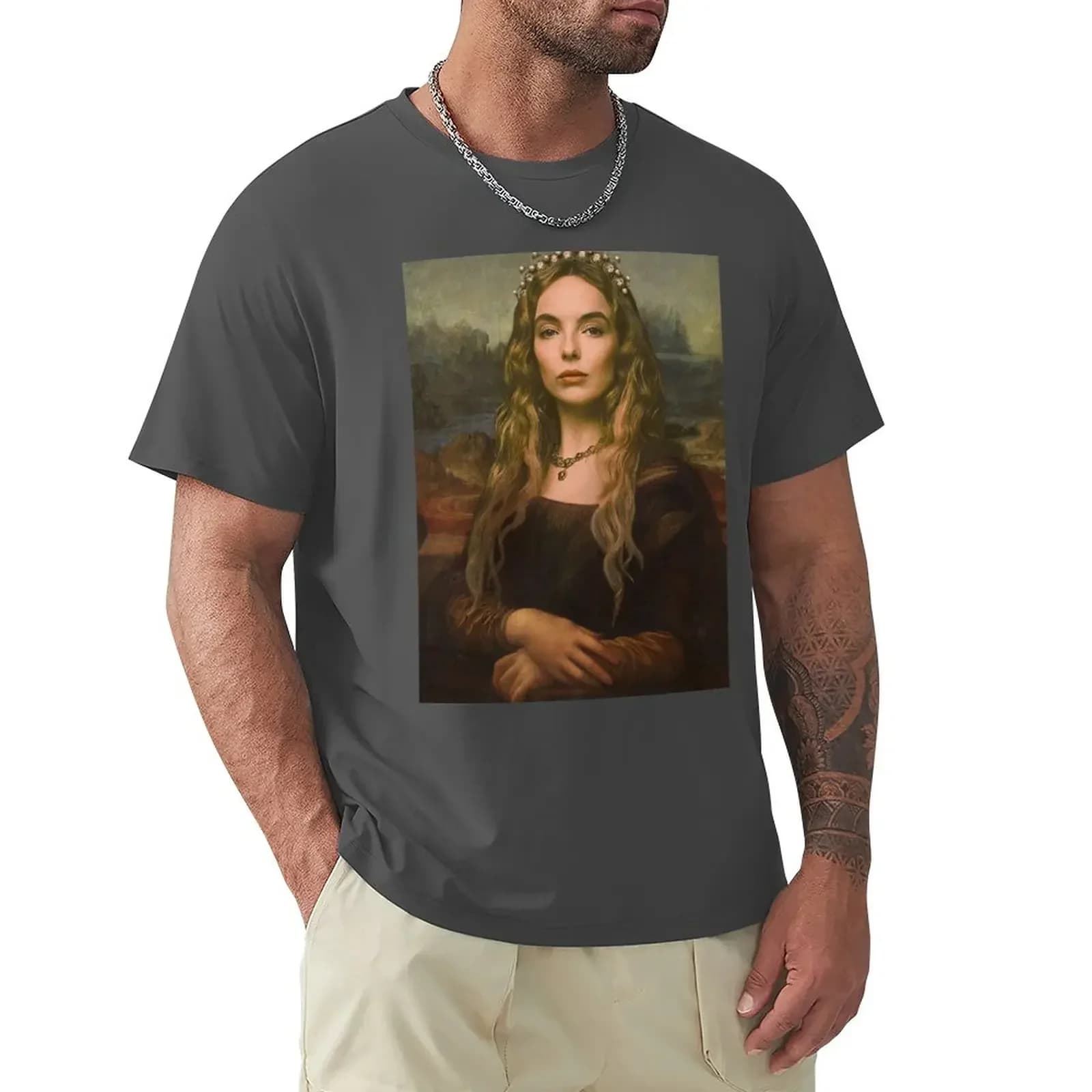 Mens New Clothing Summer Jodie Comer Mona Lisa T-Shirt heavyweights plus sizes Men's clothing sublime oversized designer men