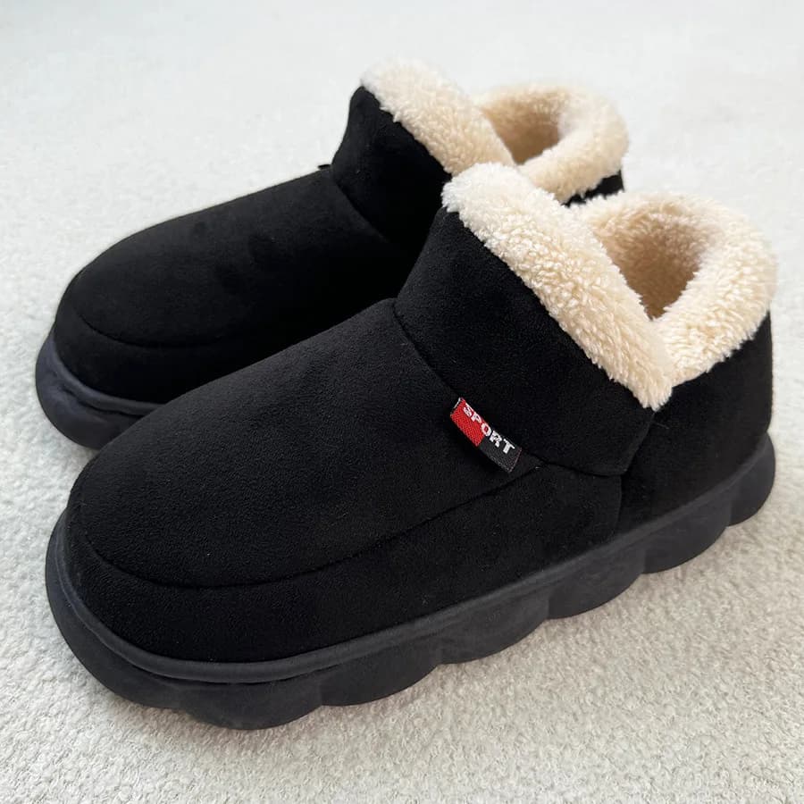 Smile PoP Winter Plush Men Shoes Classic Indoor Men House Slippers Outdoor Soft Non Slip Women's Shoes Casual Bedroom Men Shoes