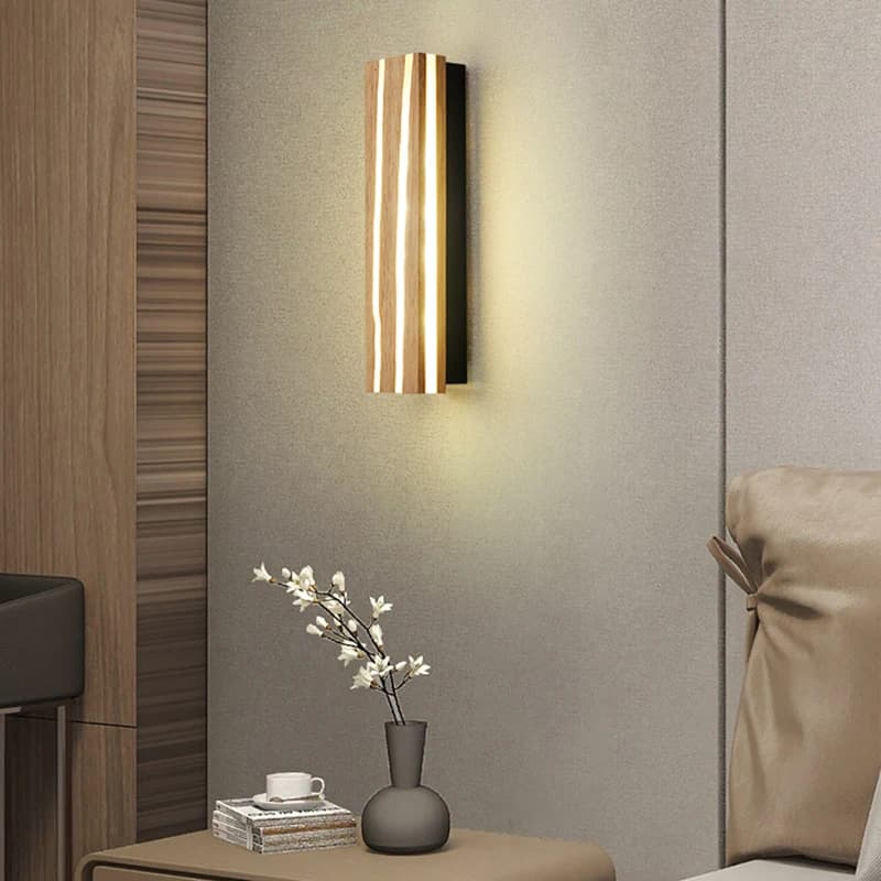 Nordic LED Wooden Wall Sconce Fixture Indoor Wall Mounted Lamp Up and Down Wall Lamp for Bedroom Living Room Bathroom Decoration