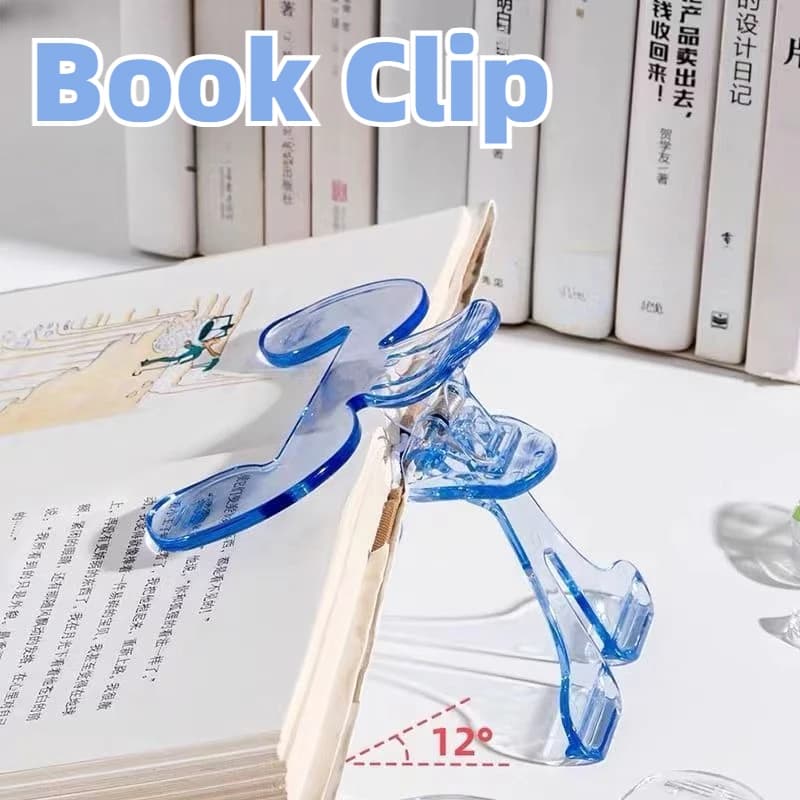 Transparent Plastic Book Clip with Bracket Reading Aid Fixed Book Holder Folder Paper Clips Bookmarks Stationery School Supplies