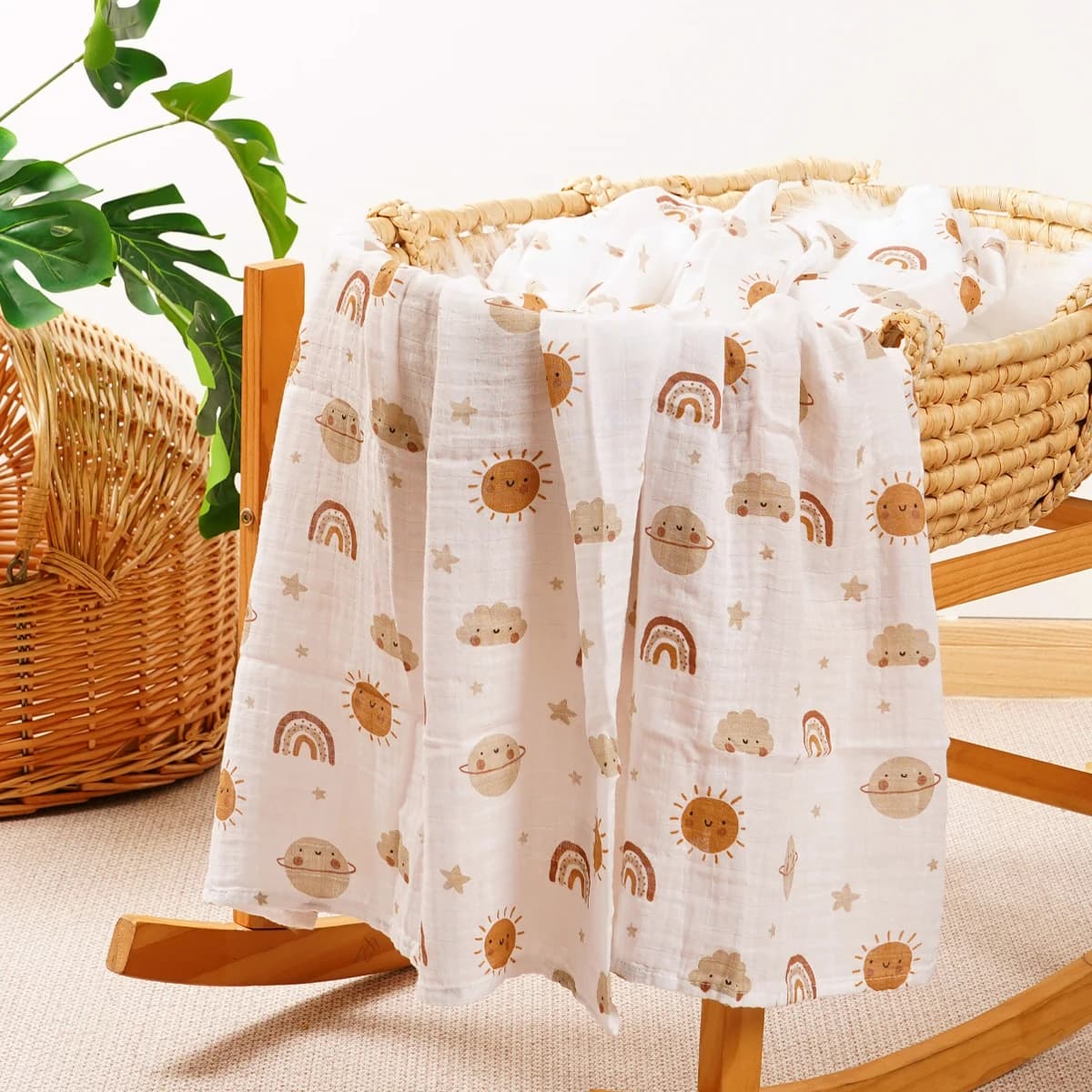 Soft & Breathable Gauze Swaddle Blanket - 120x110CM Bamboo Cotton for Ultimate Comfort and Security