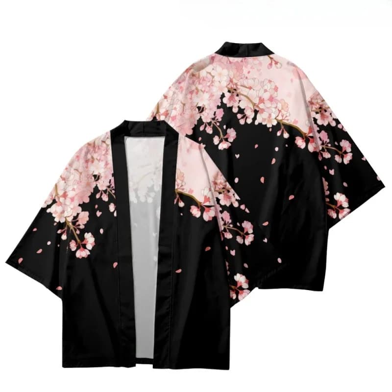 Japanese traditional clothing cherry blossom kimono Fashionable printed haori for men women Asian clothing role-playing cardigan