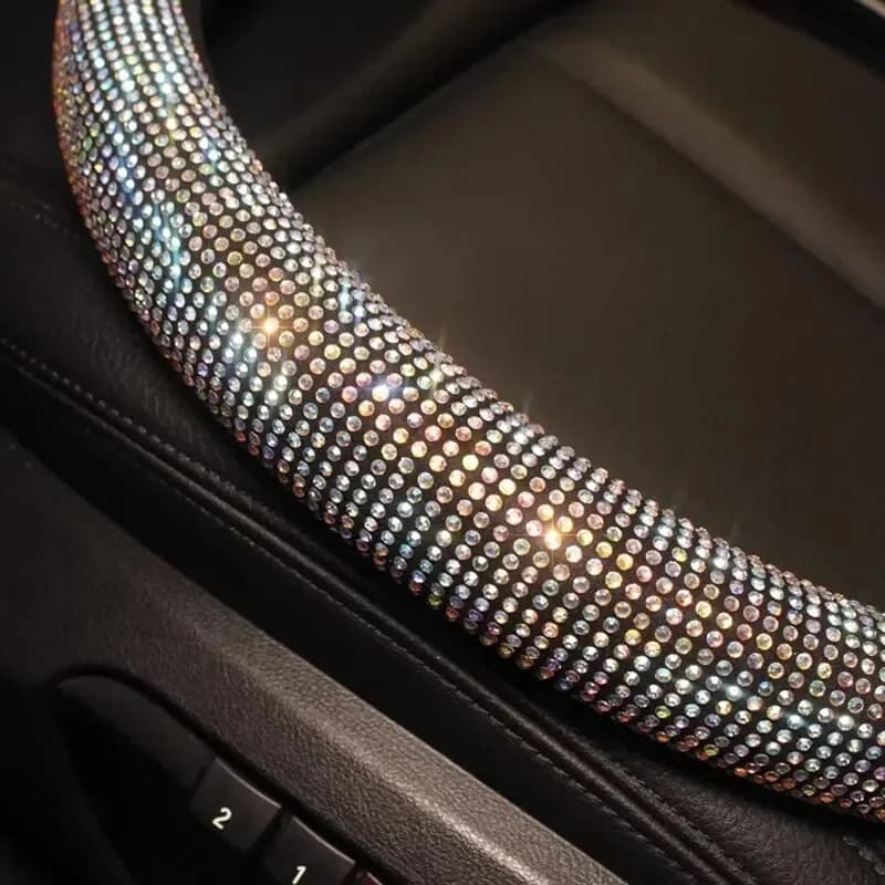 Car Steering Wheel Cover With Crystal Diamond Sparkling Auto Vehicle Decoration Protector Steering Car Wheel