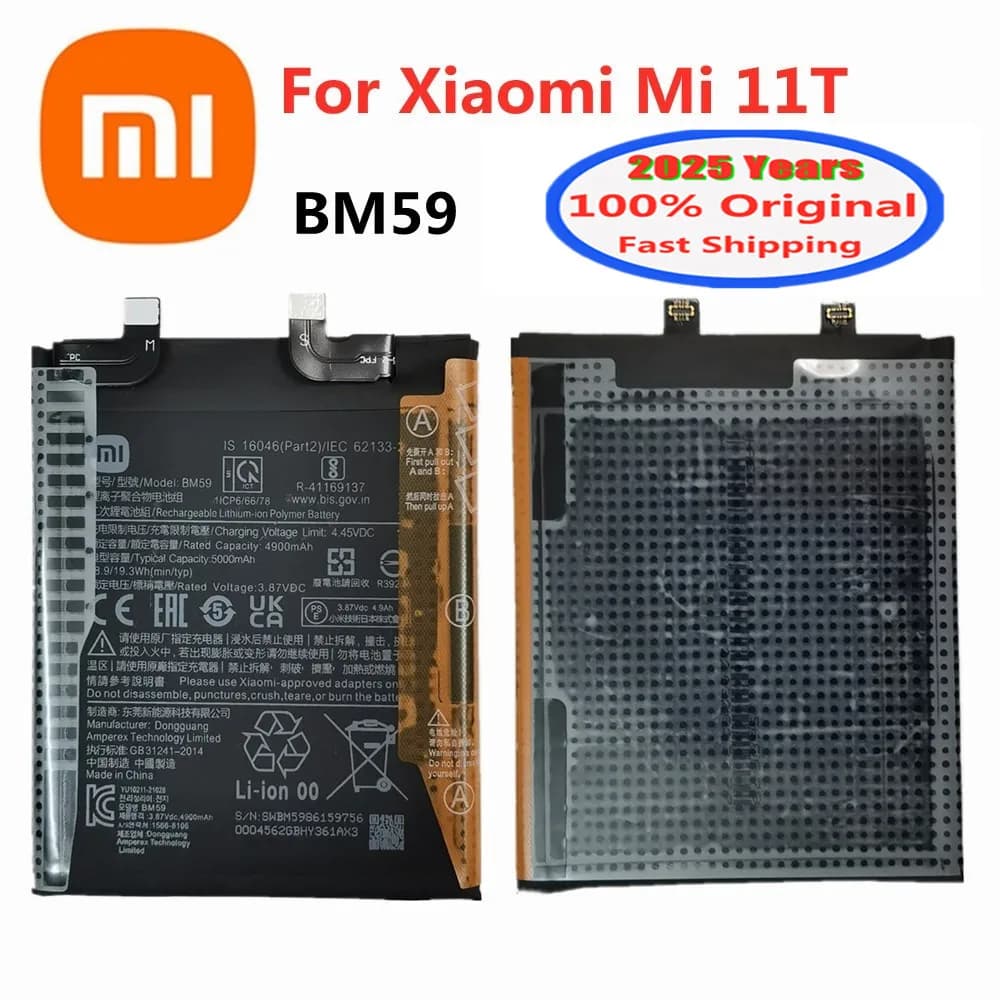 2025 Year 100% Original Xiao Mi Battery BM59 For Xiaomi mi 11T 5000mAh Smart Mobile Phone Battery Bateria Batteries Fast Deliver