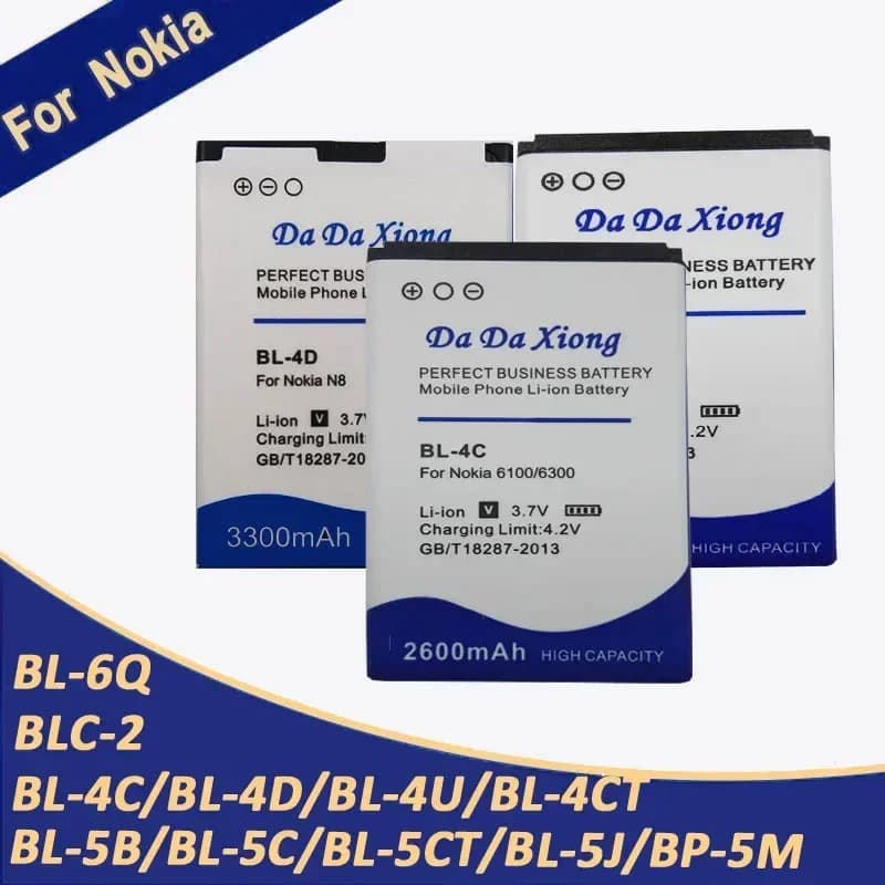 Battery For Nokia BL-4D BL-4C BL-4CT BL-4U BL-5B BL-5C BL-5CT BL-5J BP-5M BL-6Q BLC-2 BV-T5C