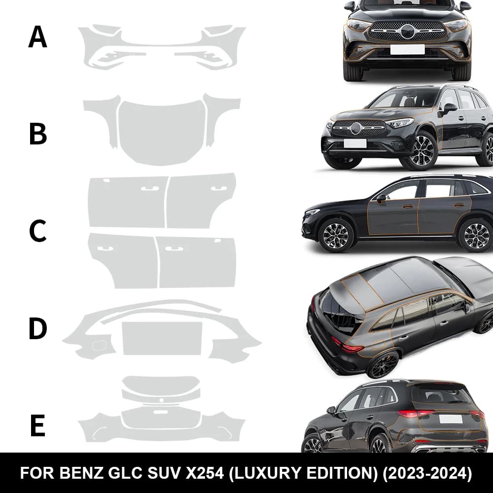 TPU Scratch Car Paint Protection Film Clear Bra PPF Decal Kit For Mercedes-Benz GLC X254 Luxury X254 Base 2023 2024 Accessories