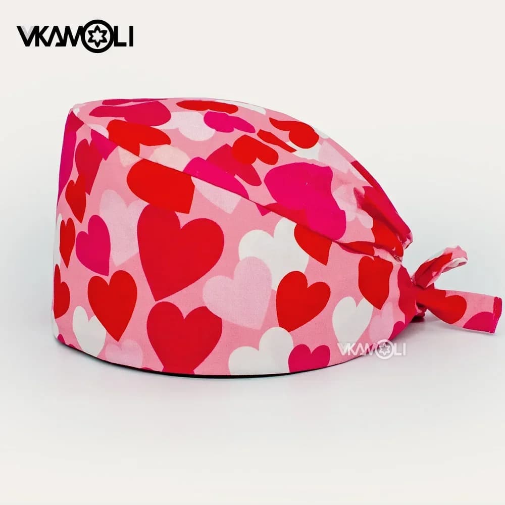 pink love printing Scrub Caps Women Medical Nursing Hat Health Workers veterinary Scrub Hat medical uniforms accessories