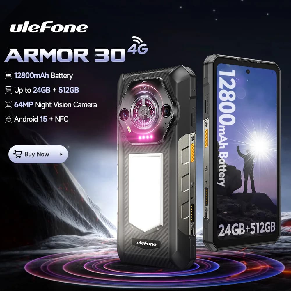 【World Premiere】Ulefone Armor 30 Rugged Phone 12800mAh 24GB+512GB Smartphone 120Hz Android 15 NFC Night Camera Global Version