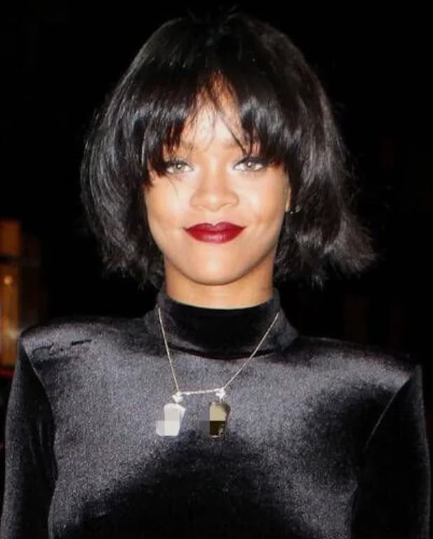 Short Bob Wave Human Hair Black Hair For Women Party Full Bangs Wig 200% Density