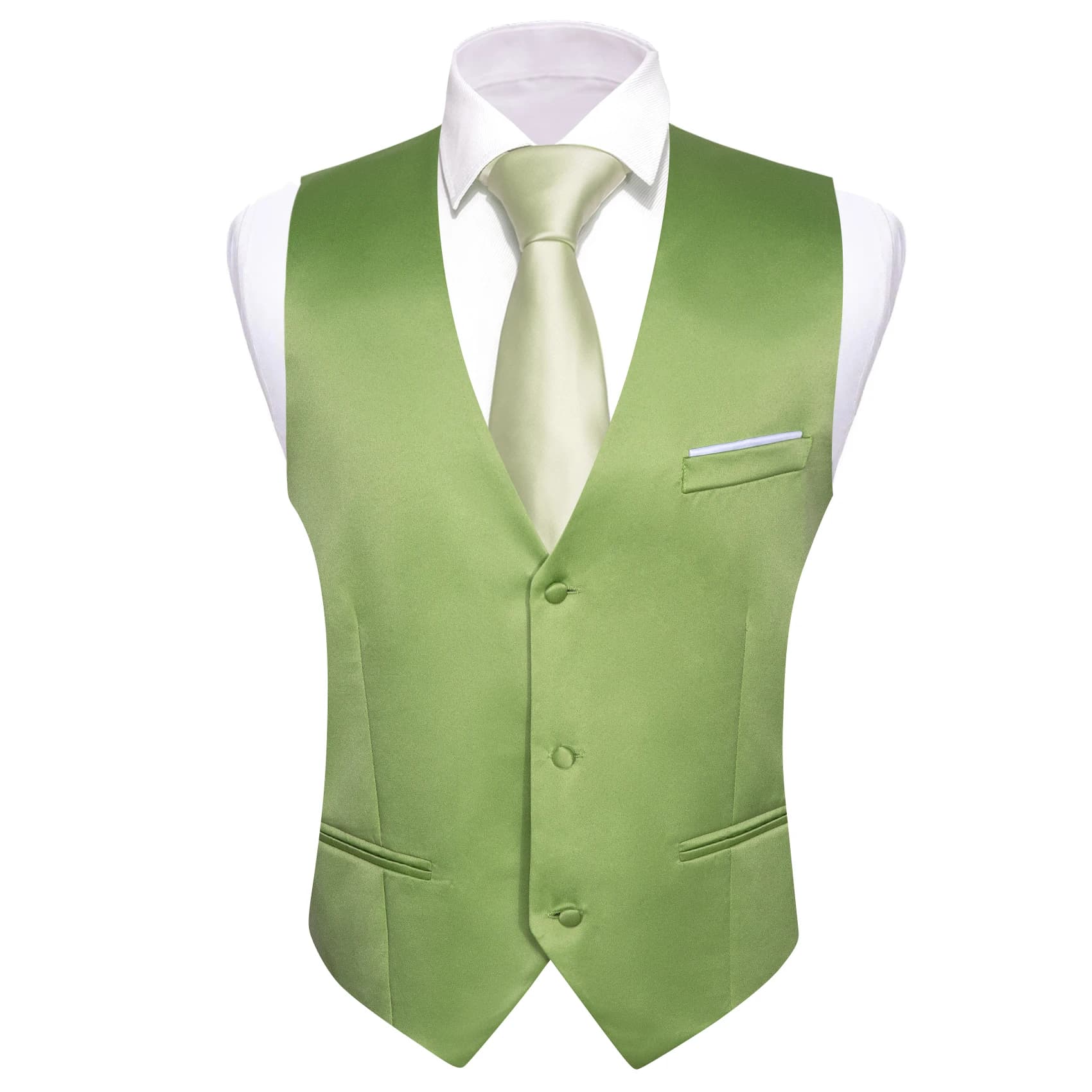 New Slim Fit Men Sleeveless Vest Classic Leaf Green V-Neck Waistcoat Necktie Set Leisure Formal Party Wedding Barry.Wang DM-2420