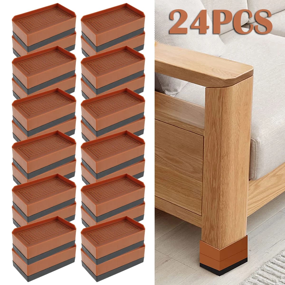 24PCS/4PCS Adjustable Desk Lifts Leg Extenders Bed Furniture Risers Anti-slip Shock Absorption for Bed Risers Table Couch Chair