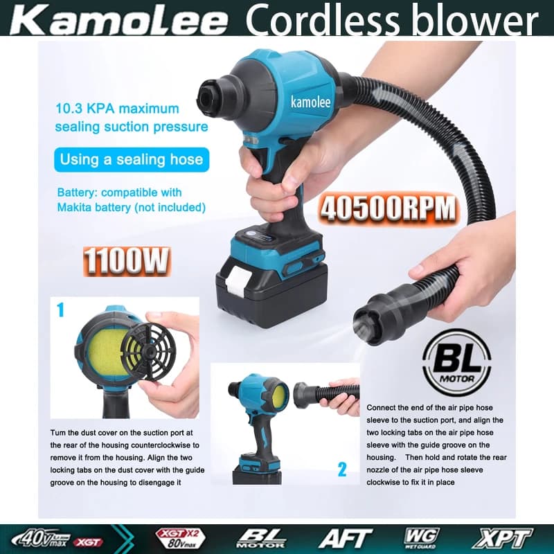 Kamolee 40500RPM Udara Tanpa Berus Rumah Tangga Pembersih Vakum Pembersih Vakum Pembersih Vakum Cocok Untuk Makita 18V Baterai.