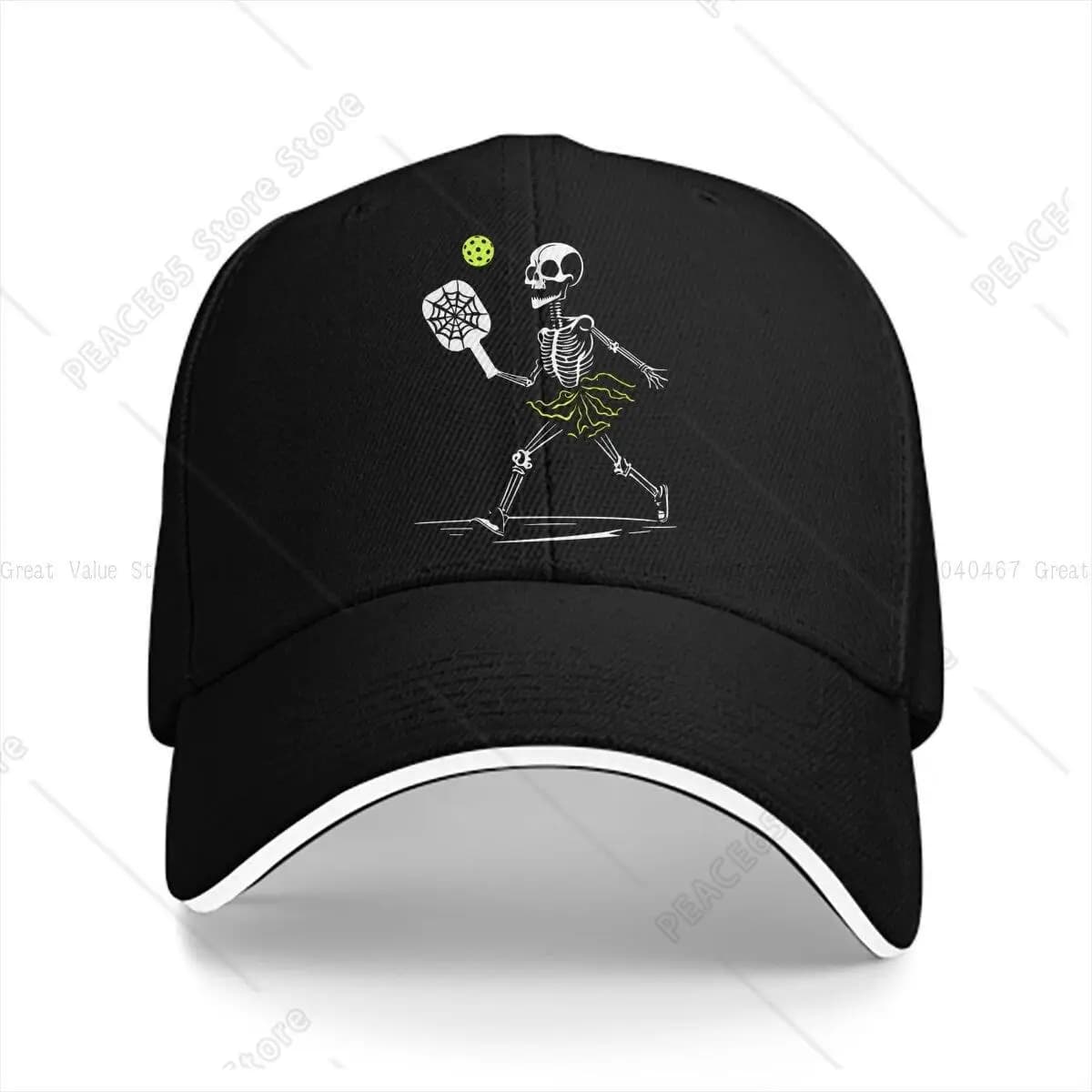 Pickleball Sports Multicolor Hat Peaked Men'S Cap Spooky Pickleball Halloween Skeleton Personalized Visor Protection Hats