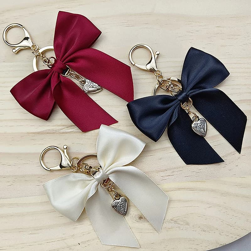 Ribbon Large Bow Keychain Gifts Women Phone Bag Silk Pendant Car Key Holder Jewelry Romantic Charm Ornament Sweet Bow Keychain