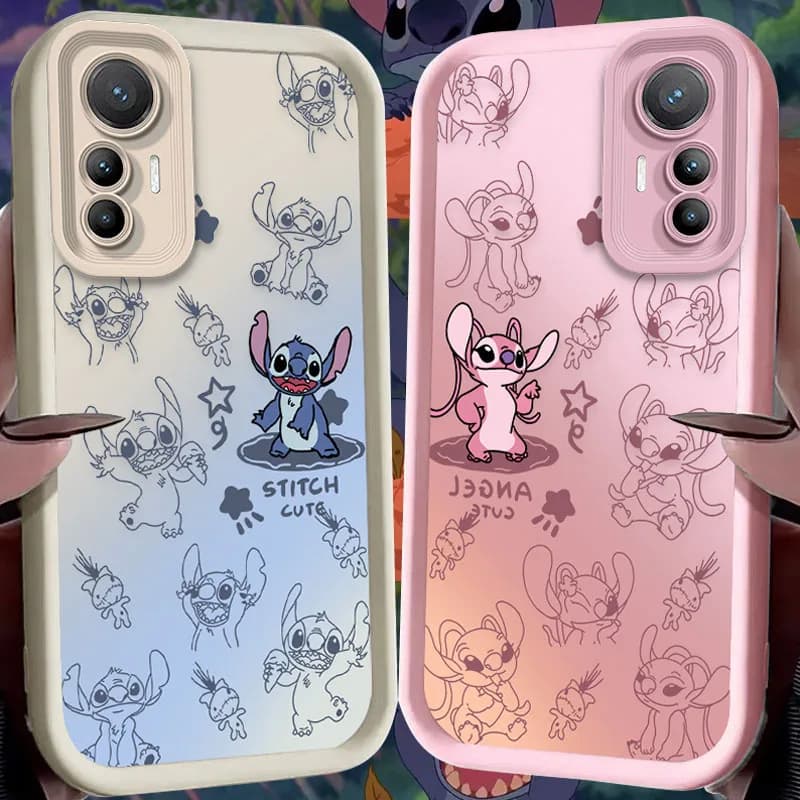 Disney Stitch Angel Case for Xiaomi 14T 13T 12T 11T 13 12 11 Lite 5G NE POCO X6 X5 F6 F5 F3 X4 GT X3 NFC M5S C65 M6 Pro 4G Cover