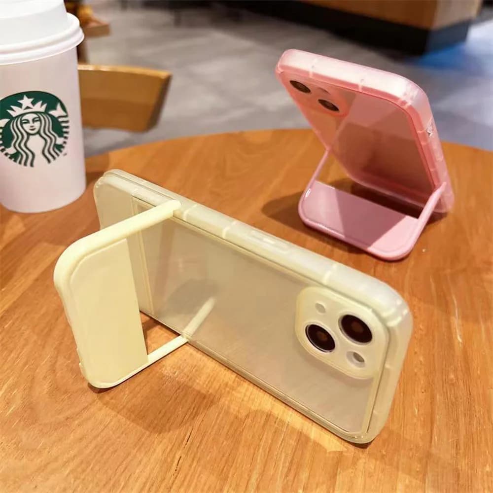 Luxury Holder Stand Bracket Case For iPhone 15 11 14 12 13 16 Pro Max X XR XS Max 14 15 6 6S 7 8 Plus SE 2020 Clear Soft Cover