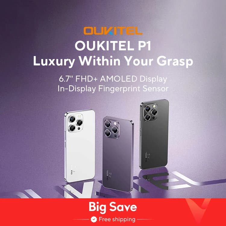 OUKITEL P1 Smartphone Global Version 6.7'' 120Hz AMOLED Display 8GB 256GB MTK Helio G99 50MP Main Camera 5150mAh NFC Cellphone