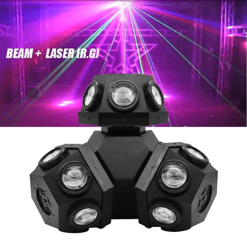 200W Stage Projector Three Heads RGBW 3in1 LED Laser Beam Rotating Moving Head Lights DMX512 for Nightclub Disco Party