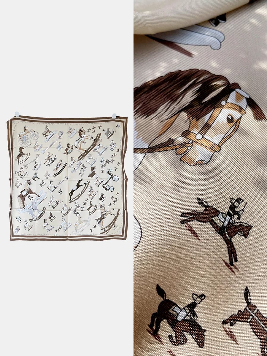 Horse Print Silk Scarf Designer Luxury Scarves Women Hems Rolled Edge Bandanas Tops Shawls Hair Belt Neck Head Accessories 90cm