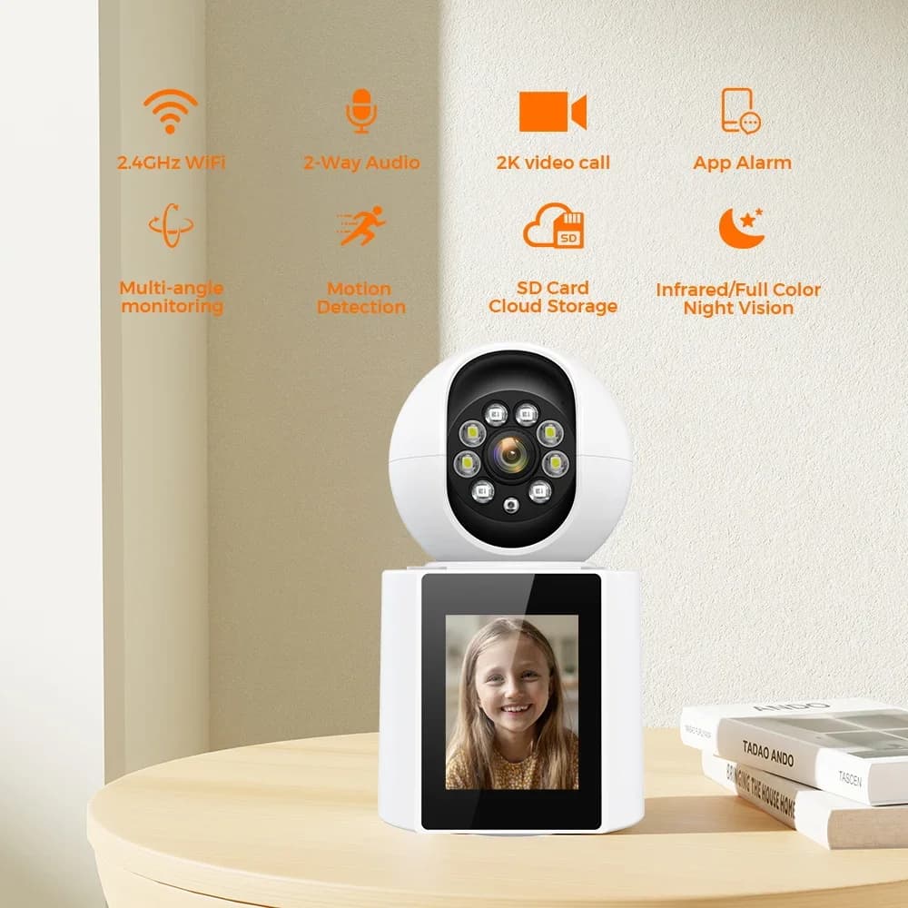 1080P Wifi Camera Baby Monitor 4MP 2.4 inch Screen Smart Home Security Camera Twao Way Audio Video Calling PTZ Wifi IP Camera
