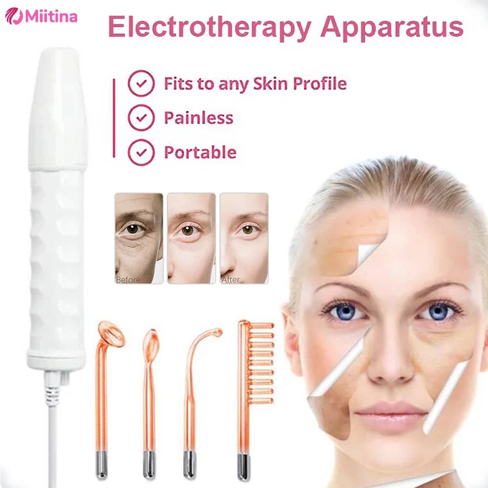 4in1 Facial Beauty Machine High Frequency Electrotherapy Wand Neon Argon Wands Remove wrinkles Rejuvenation Tightening Skin Care