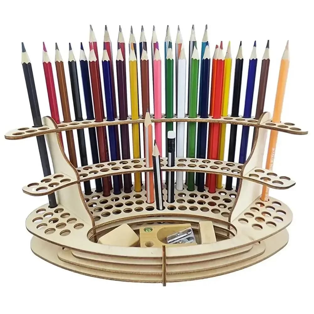 Paint Brush Holder Holes Wooden Paint Brush Holder Stand Desk Organizer Watercolor Brush Tray Rack for Pencils Paint Brushes