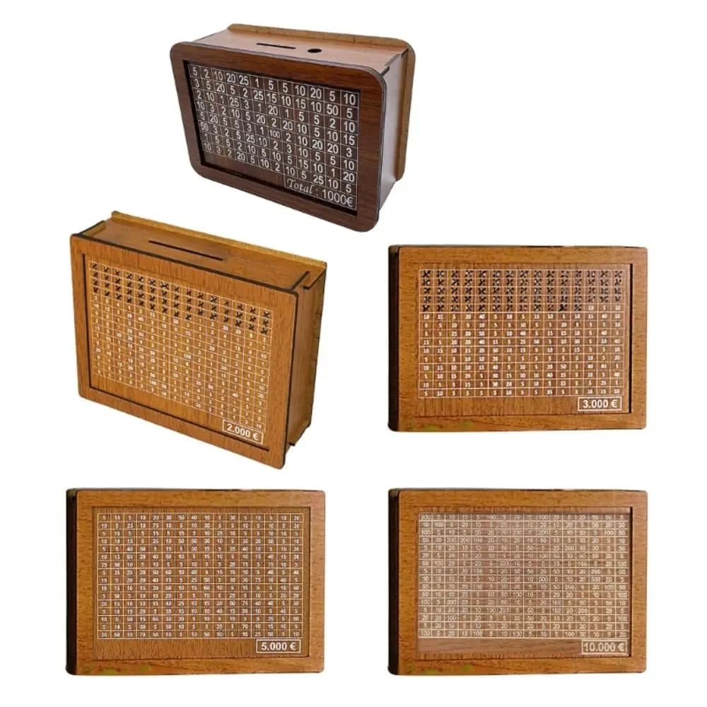 Wooden Money Saving Box Money Storage Bank with Saving Money Goals Counter Reusable Handmade Piggy Bank Coin Tray Storage Case