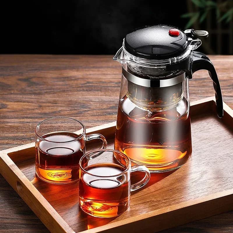 Large Capacity Glass Teapot One-click Filtering Tea Pot Tea Water Separation Filter Tea Maker Chinese Kung Fu Flower TeaPot