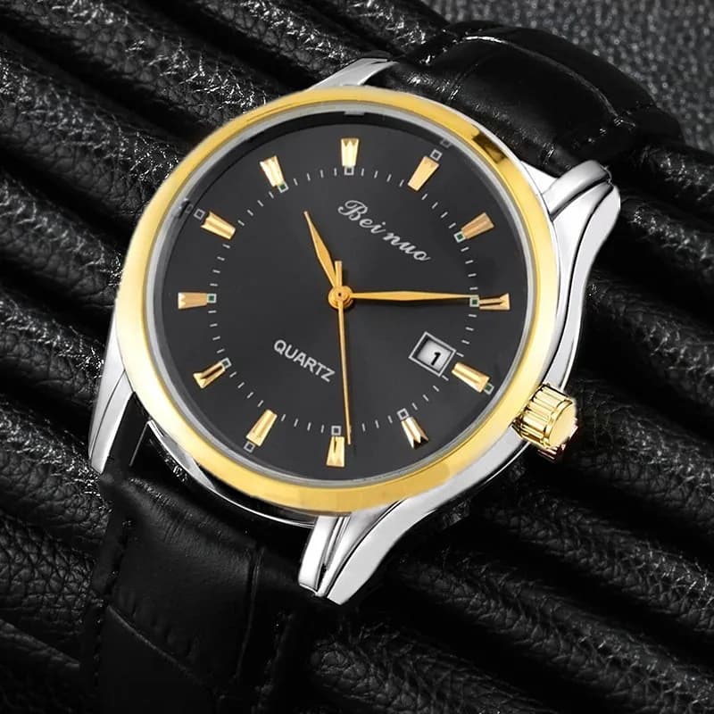 Luxury Gold Watches for Men Simple Casual PU Leather Mens Watches Fashion Business Quartz Wristwatch Man relogios masculino