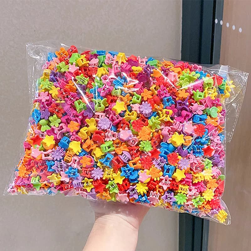 40/50pcs Girs Cute Colorful Flower Star Crown Small Hair Claw Lovely Hair Decorate Claw Clip Hairpin Kids Sweet Hair Accessories