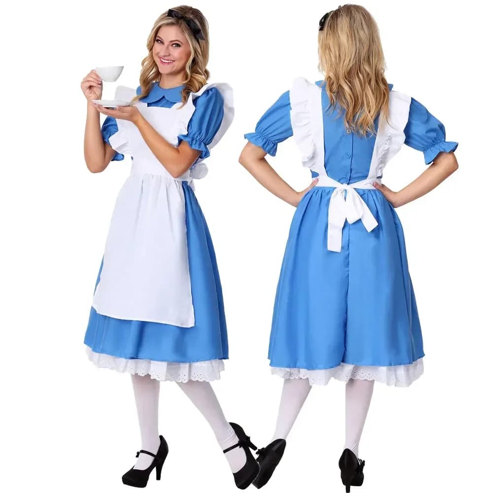 Alice in Wonderland Costume for Girls Kids Fantasias Maid Maid Cosplay Halloween Carnival Party Fancy Dress Up